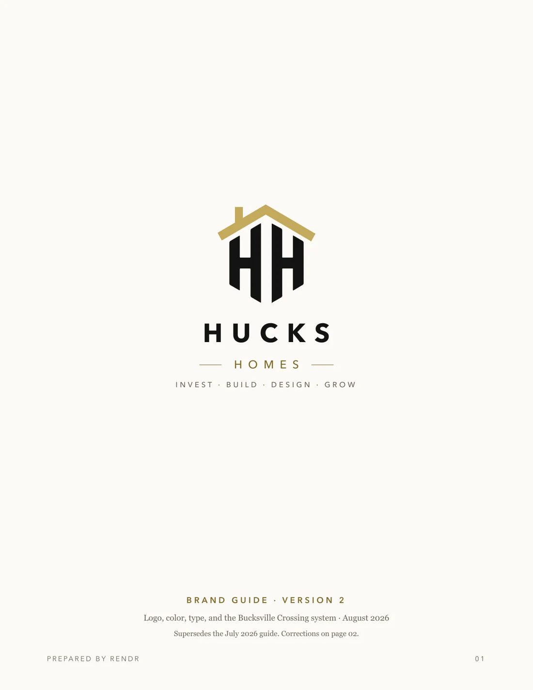 Hucks Homes brand guide cover